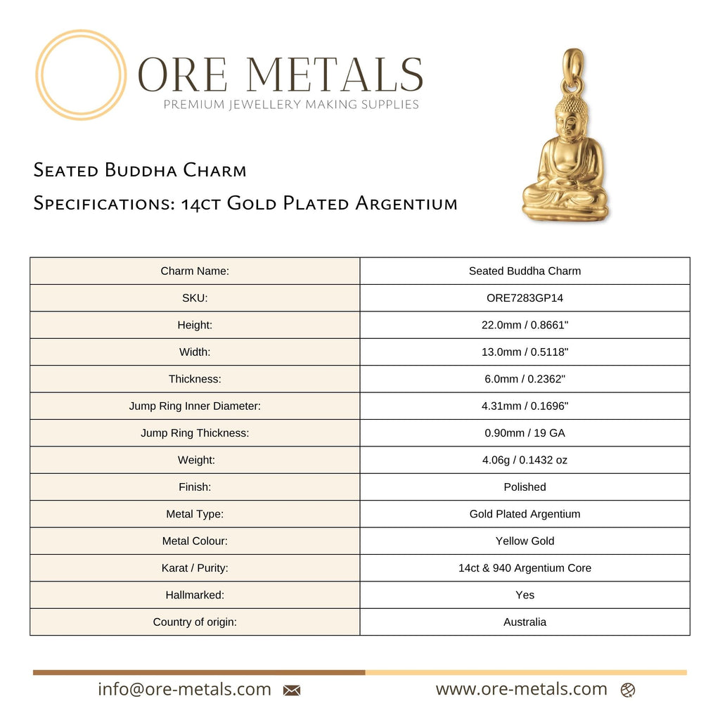 14ct Gold Plated - Seated Buddha Charm