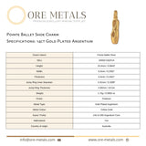 14ct Gold Plated - Pointe Ballet Shoe Charm