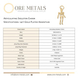 14ct Gold Plated - Articulating Skeleton Charm