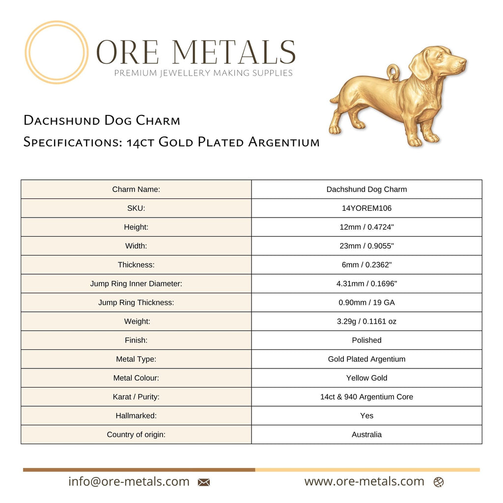 14ct Gold Plated - Dachshund Dog Charm