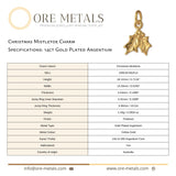 14ct Gold Plated - Christmas Mistletoe Charm