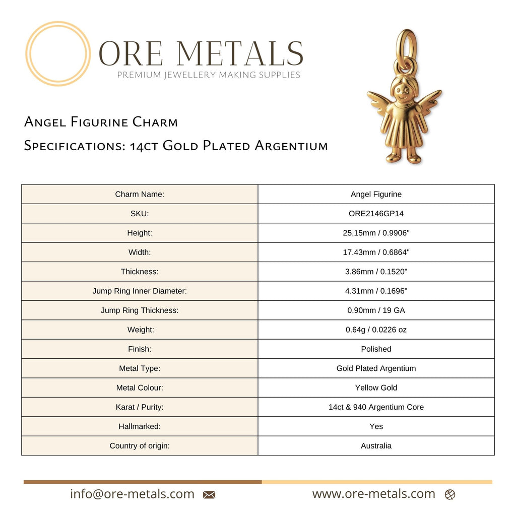 14ct Gold Plated - Festive Angel Figurine Charm