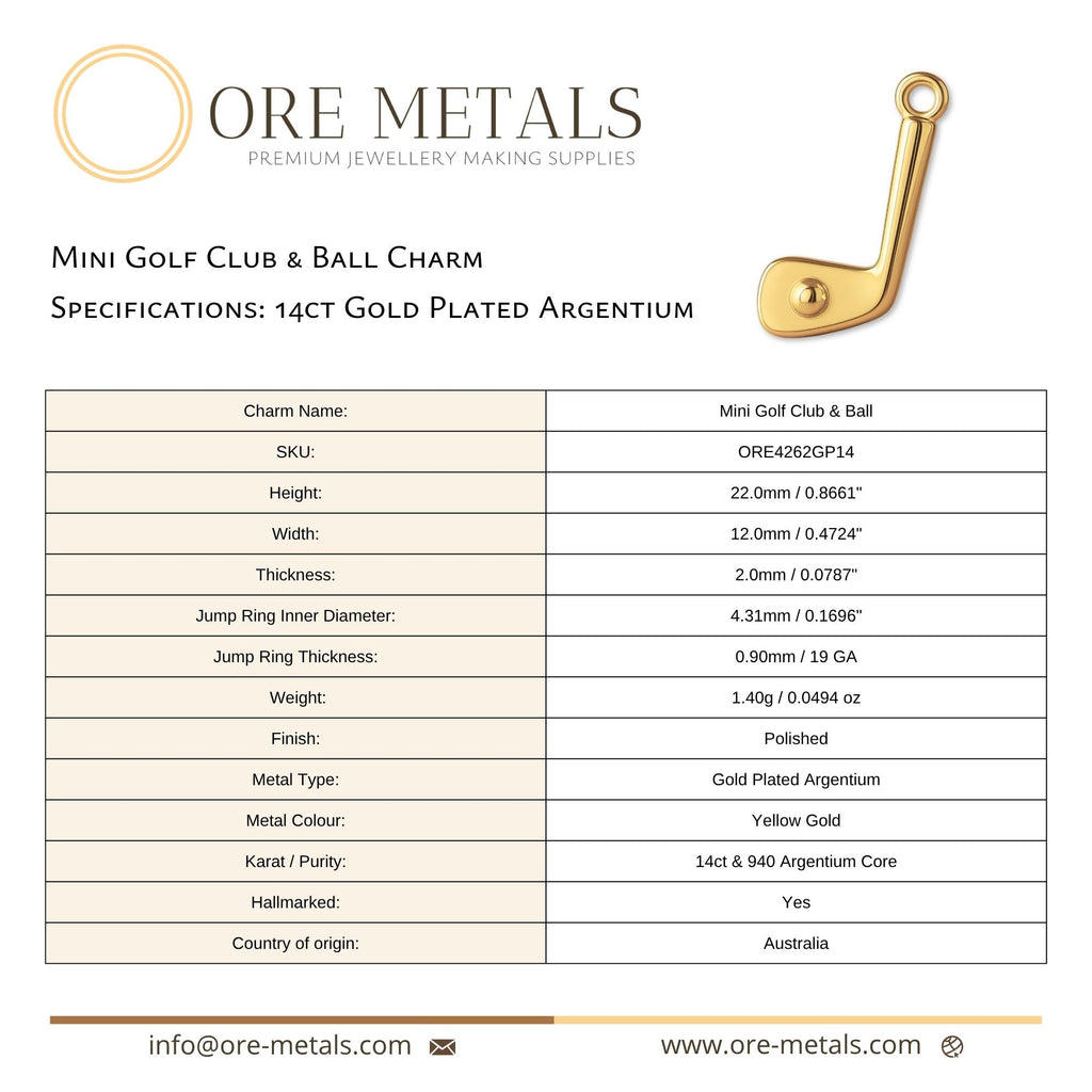 14ct Gold Plated - Mini Golf Club & Ball Charm