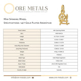 14ct Gold Plated - Mini Spinning Wheel Charm