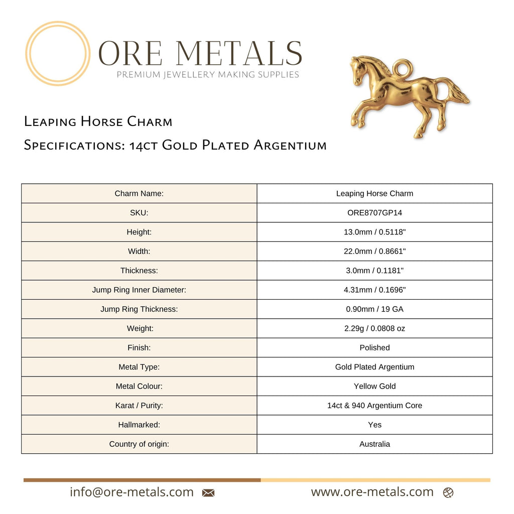 14ct Gold Plated - Leaping Horse Charm