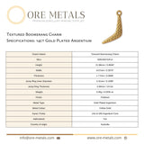 14ct Gold Plated - Textured Boomerang Charm