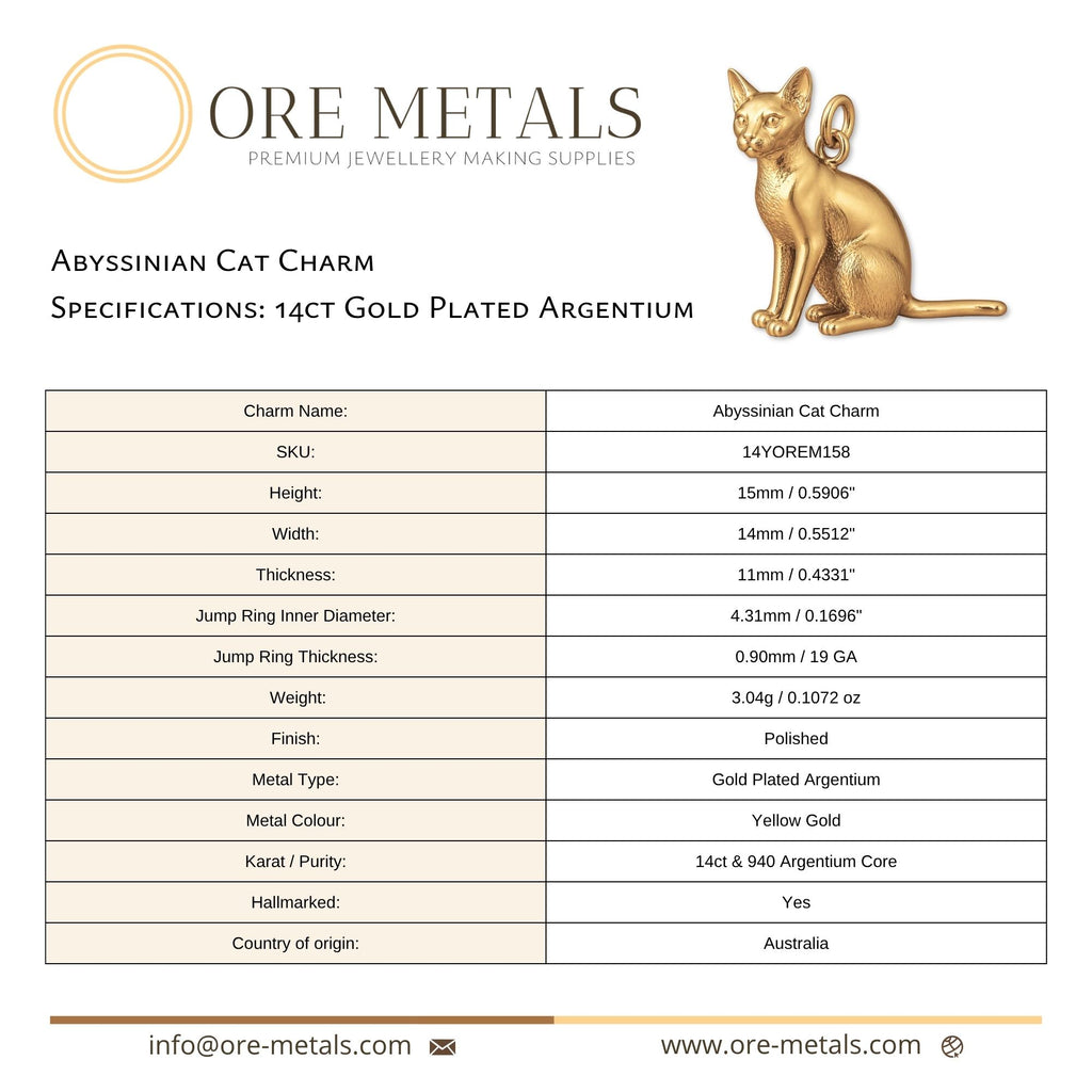 14ct Gold Plated - Abyssinian Cat Charm