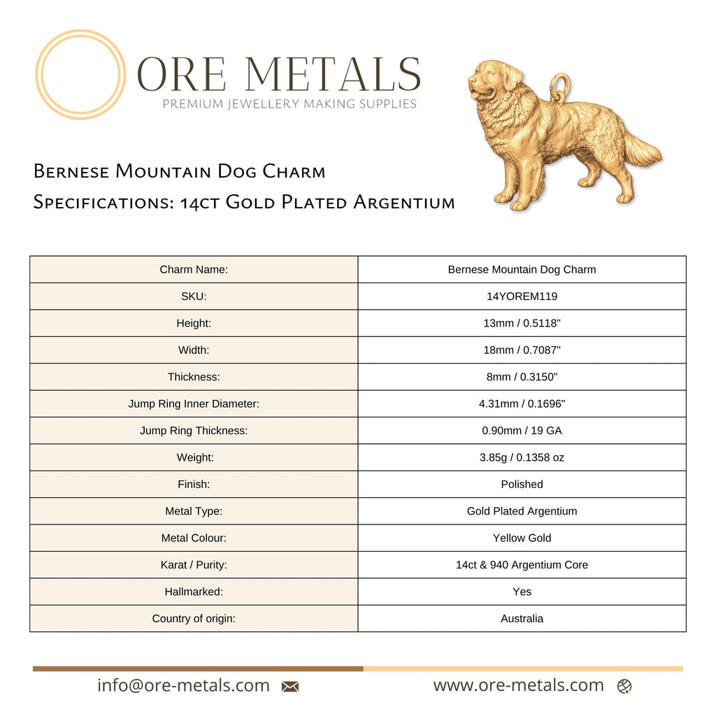 14ct Gold Plated - Bernese Mountain Dog Charm