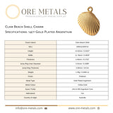 14ct Gold Plated - Clam Beach Shell Charm