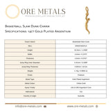 14ct Gold Plated - Basketball Slam Dunk Charm