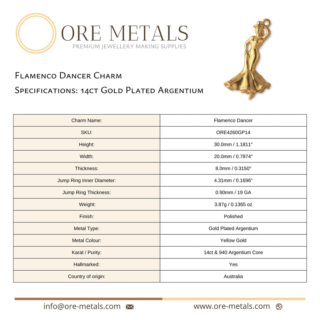 14ct Gold Plated - Flamenco Dancer Charm