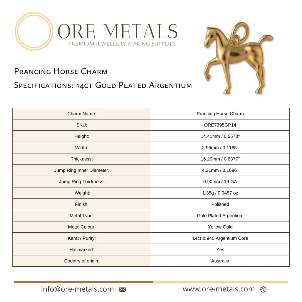 14ct Gold Plated - Prancing Horse Charm