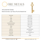 14ct Gold Plated - 18 Clover Key Charm