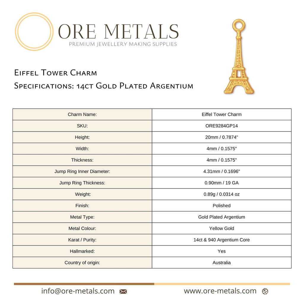 14ct Gold Plated - Eiffel Tower Charm