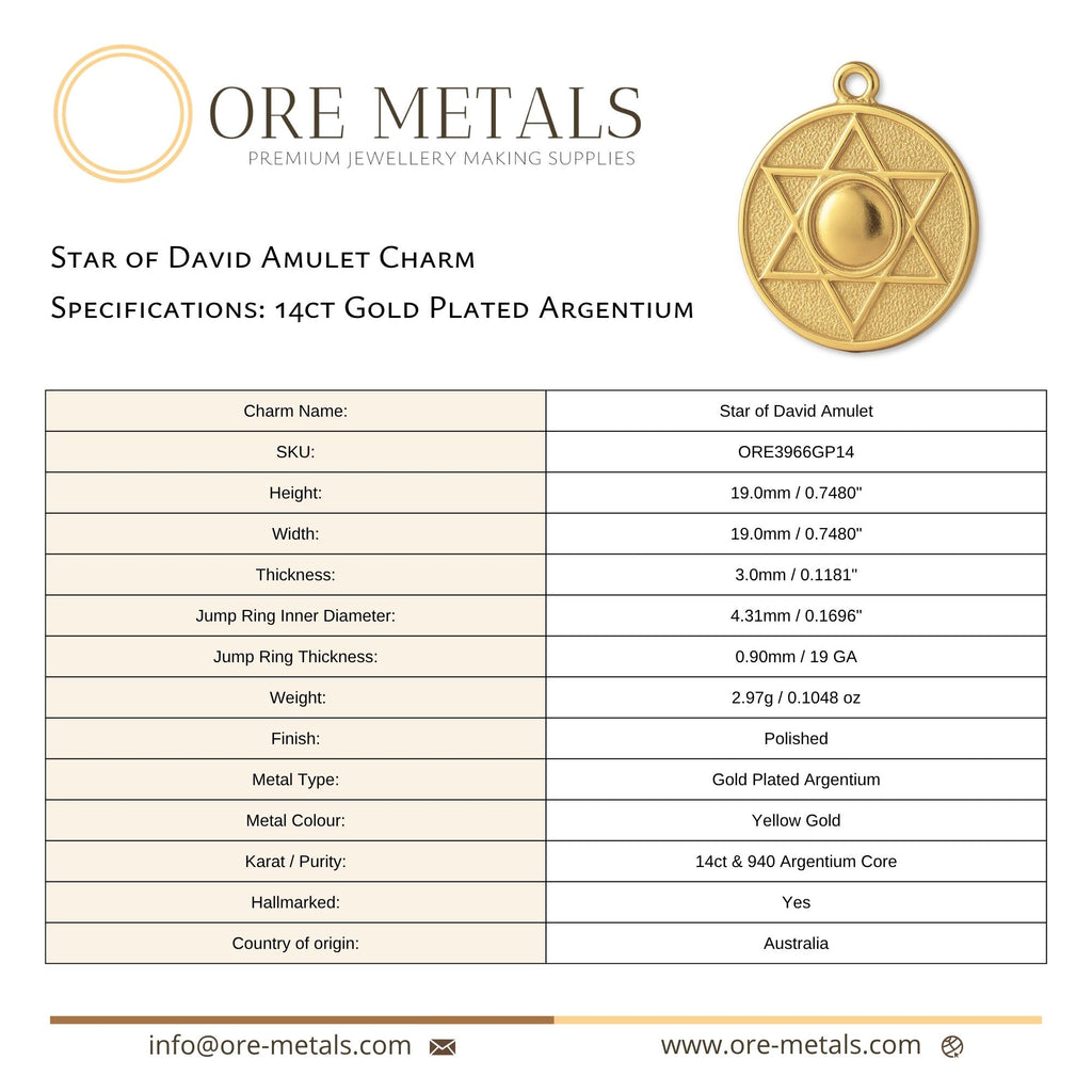 14ct Gold Plated - Star of David Amulet Charm