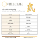 14ct Gold Plated - Rat Chinese Zodiac Charm