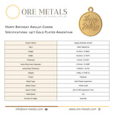 14ct Gold Plated - Happy Birthday Amulet Charm