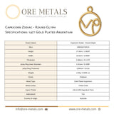 14ct Gold Plated - Capricorn Zodiac Round Charm
