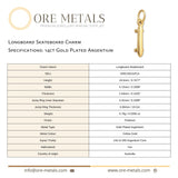 14ct Gold Plated - Longboard Skateboard Charm