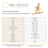 14ct Gold Plated - Longboard Surfer Charm