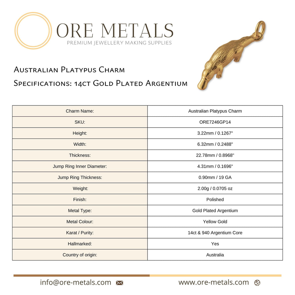 14ct Gold Plated - Australian Platypus Charm