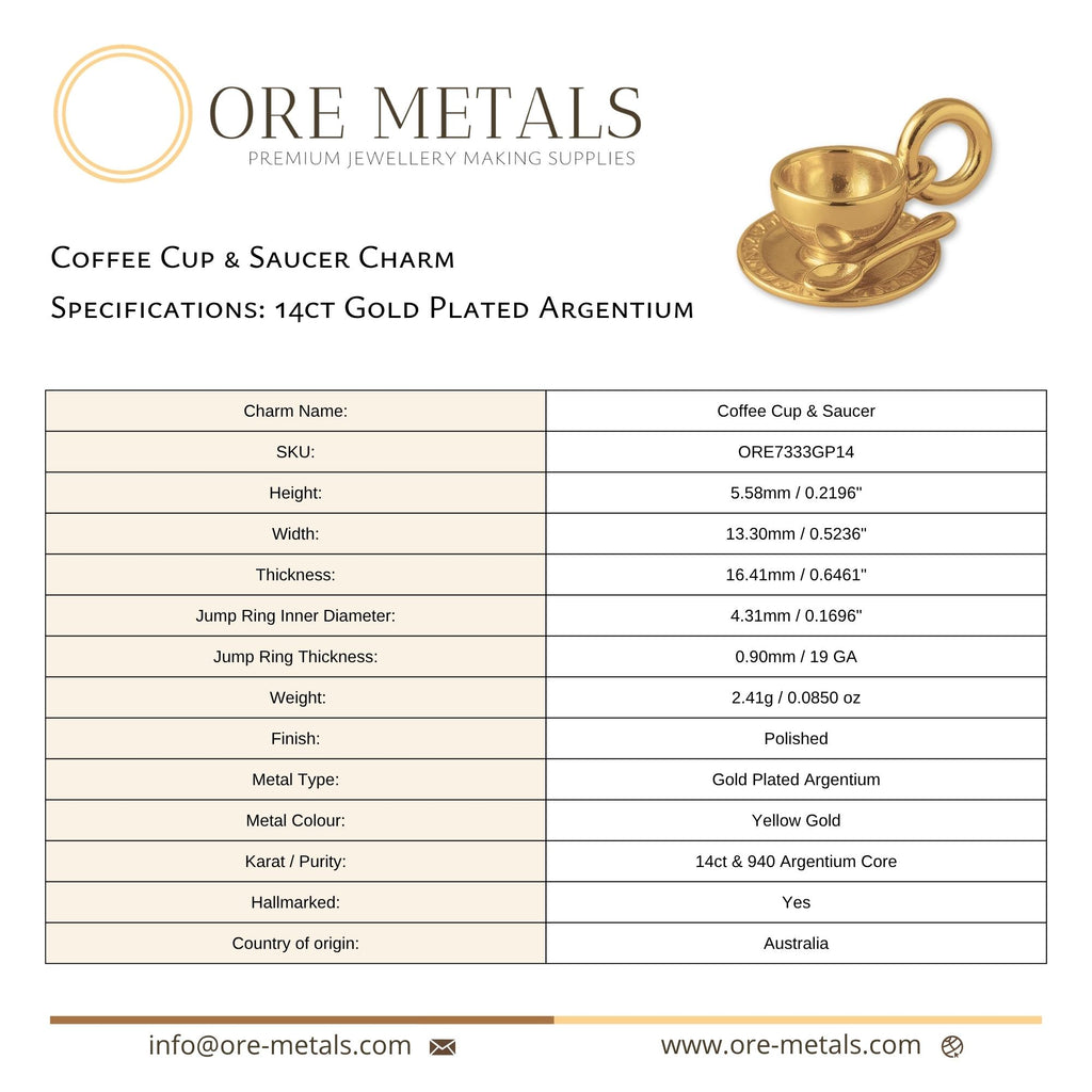 14ct Gold Plated - Coffee Cup & Saucer Charm