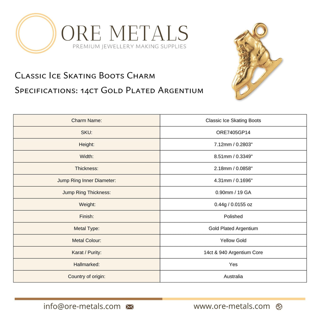 14ct Gold Plated - Classic Ice Skating Boots Charm