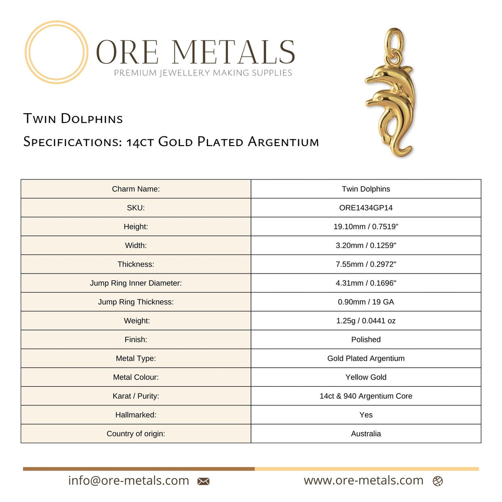 14ct Gold Plated - Twin Dolphins Charm