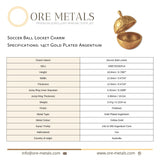 14ct Gold Plated - Soccer Ball Locket Charm