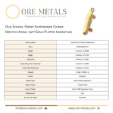 14ct Gold Plated - Old-School Penny Skateboard Charm