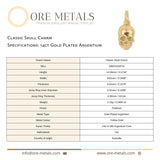 14ct Gold Plated - Classic Skull Charm