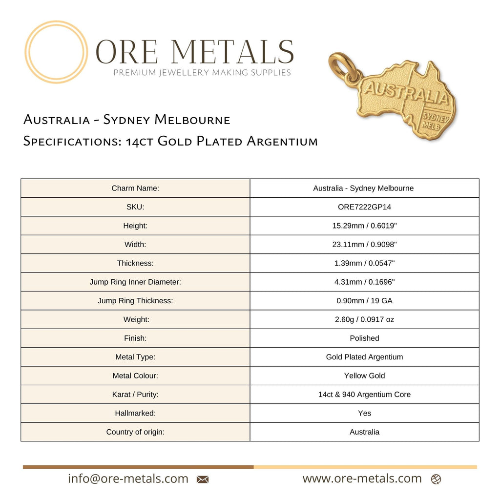 14ct Gold Plated - Australia Sydney Melbourne Charm