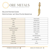14ct Gold Plated - Delicate Feather Charm