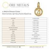 14ct Gold Plated - 21 Wreath Pendant Charm