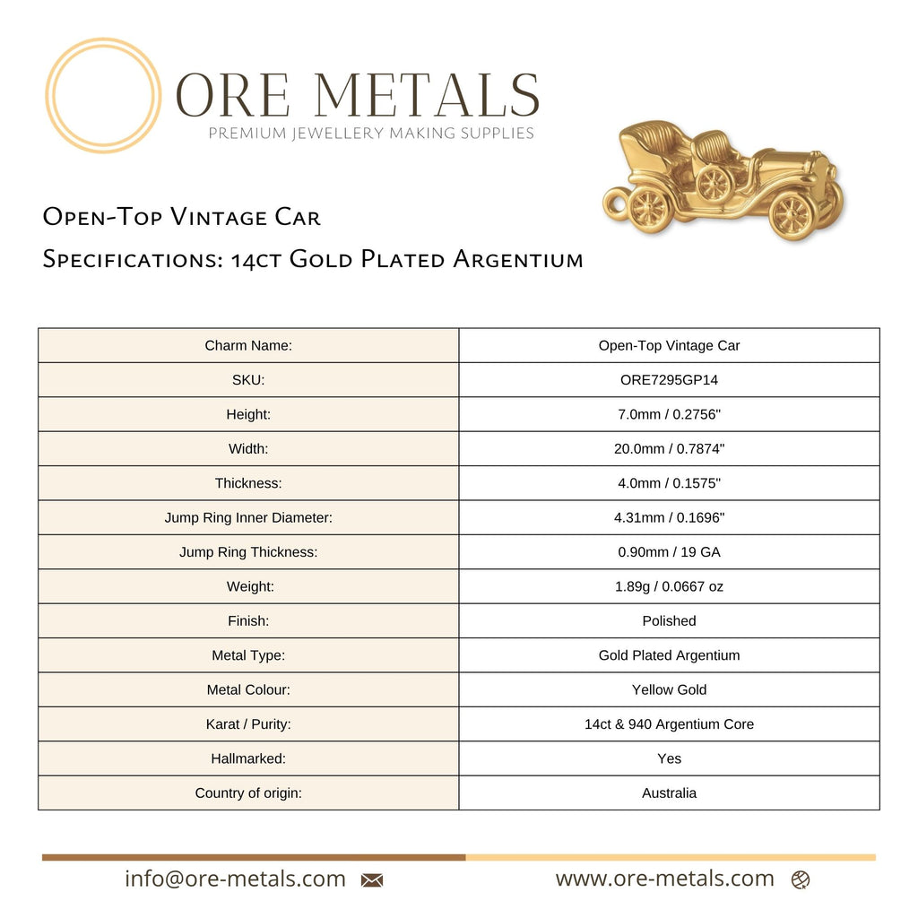 14ct Gold Plated - Open-Top Vintage Car Charm