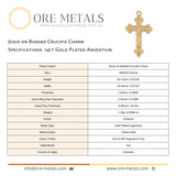 14ct Gold Plated - Jesus on Budded Crucifix Charm