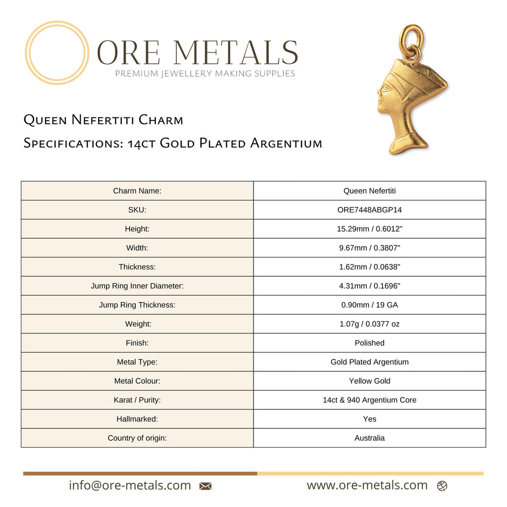 14ct Gold Plated - Queen Nefertiti Charm