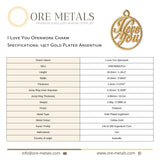 14ct Gold Plated - I Love You Openwork Charm