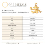 14ct Gold Plated - Baby Monkey Charm