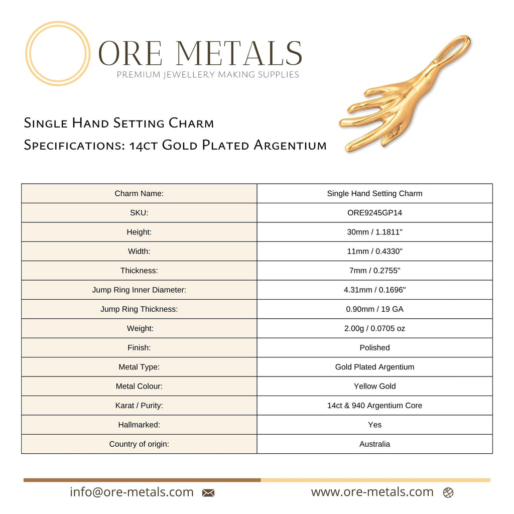 14ct Gold Plated - Single Hand Setting Charm