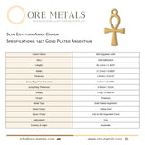 14ct Gold Plated - Slim Egyptian Ankh Charm