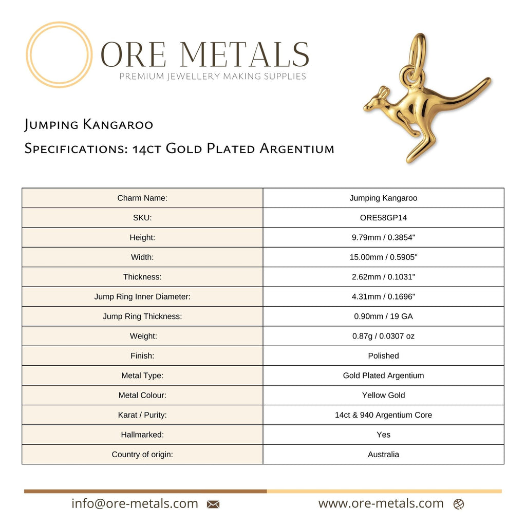 14ct Gold Plated - Jumping Kangaroo Charm