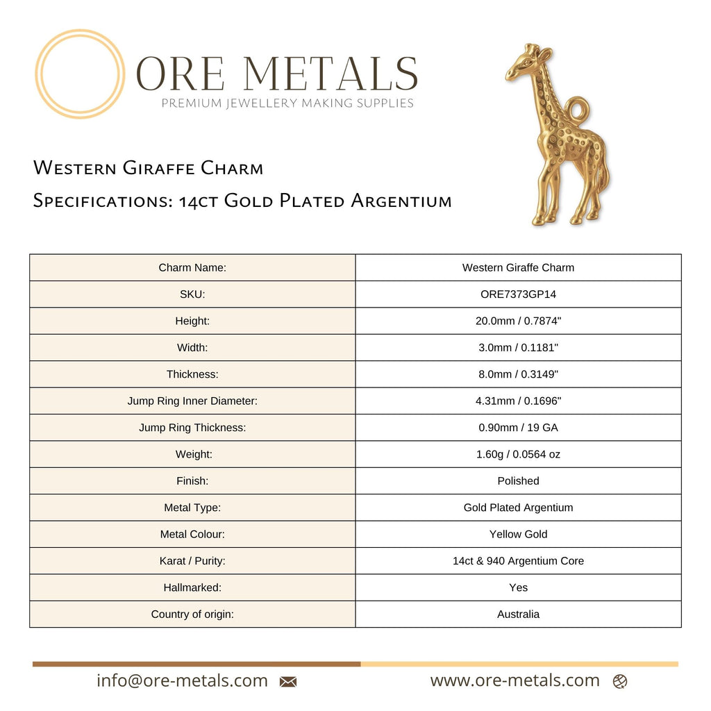 14ct Gold Plated - Western Giraffe Charm