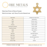 14ct Gold Plated - Heritage Star of David Charm