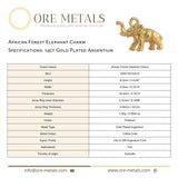 14ct Gold Plated - African Forest Elephant Charm