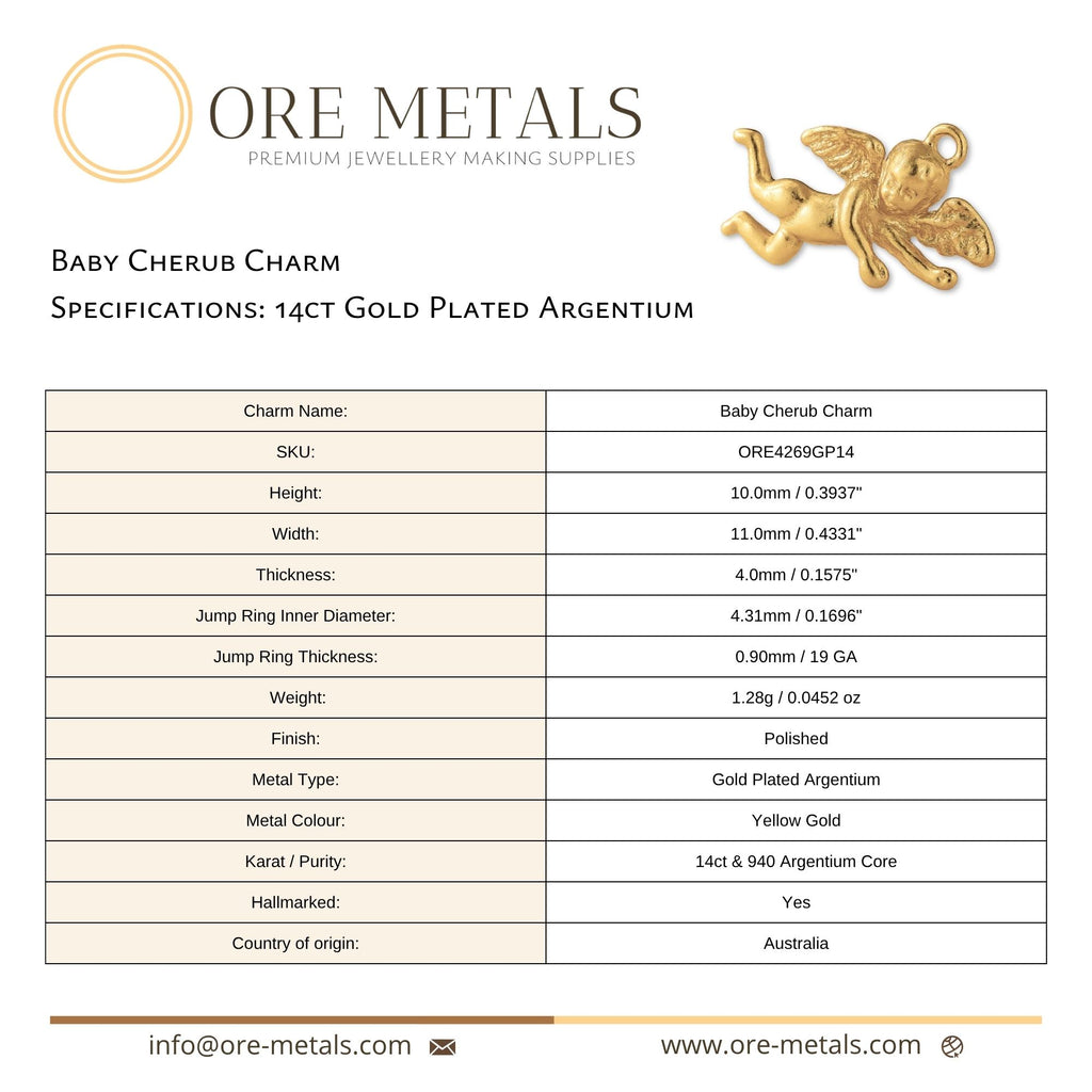 14ct Gold Plated - Baby Cherub Charm