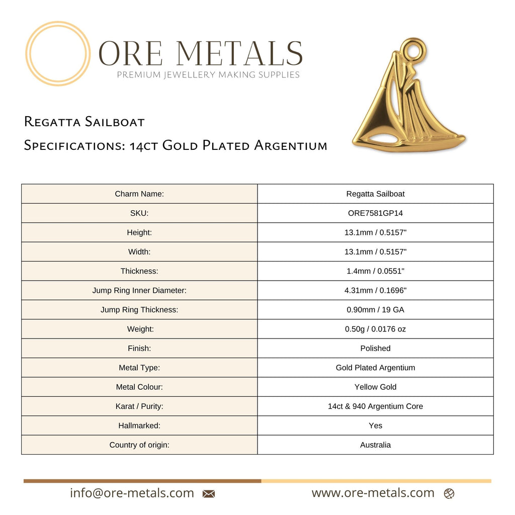 14ct Gold Plated - Regatta Sailboat Charm