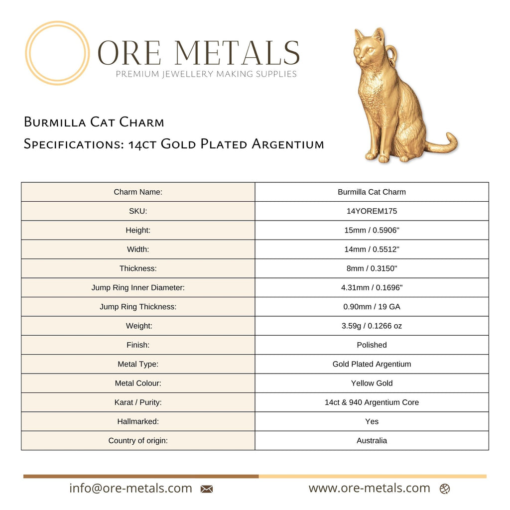 14ct Gold Plated - Burmilla Cat Charm