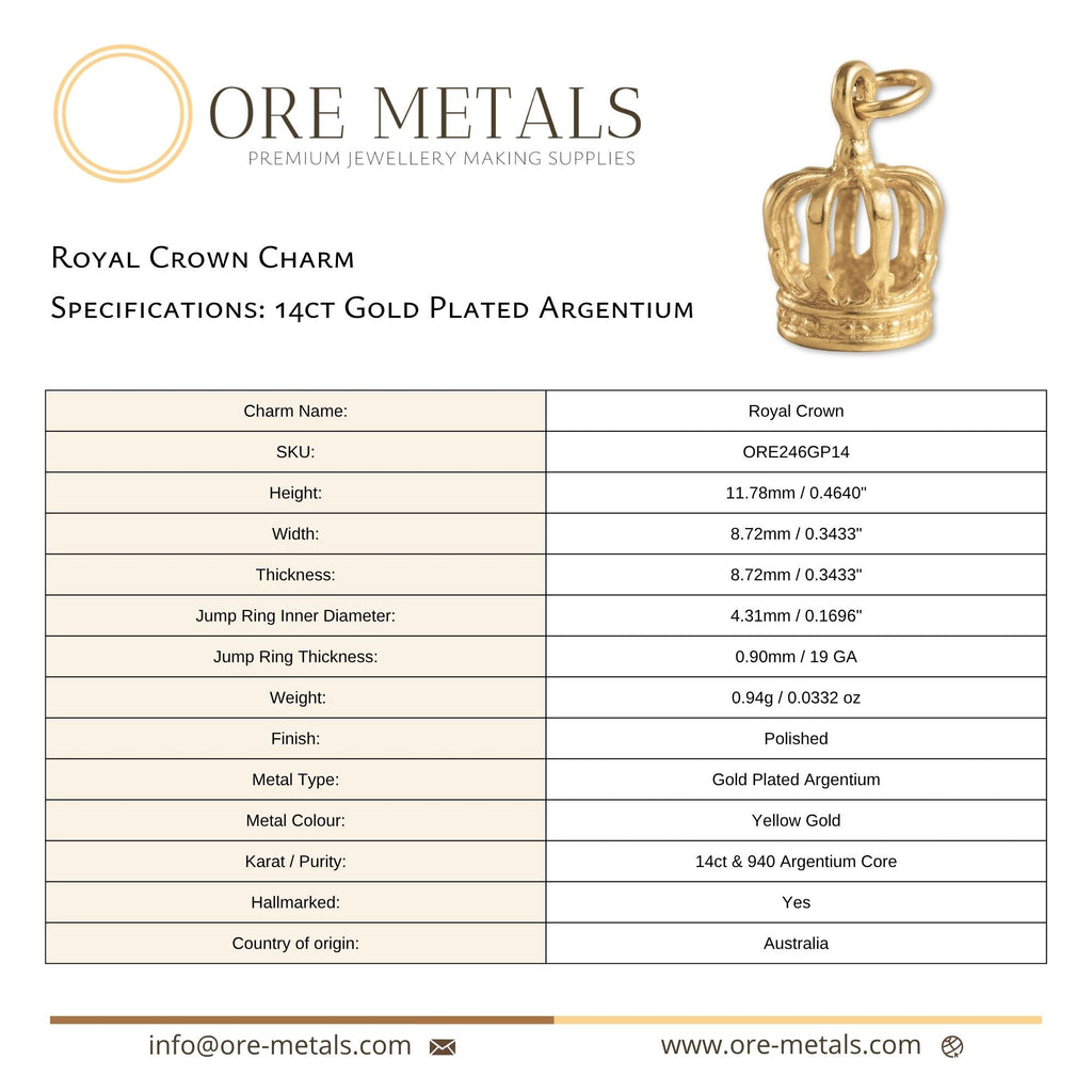 14ct Gold Plated - Royal Crown Charm