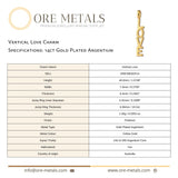 14ct Gold Plated - Vertical Love Charm